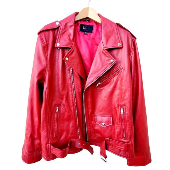 LLD Other - Red Leather Motorcycle Jacket Mens XL NWOT LLD Original Fonzy London Leathers